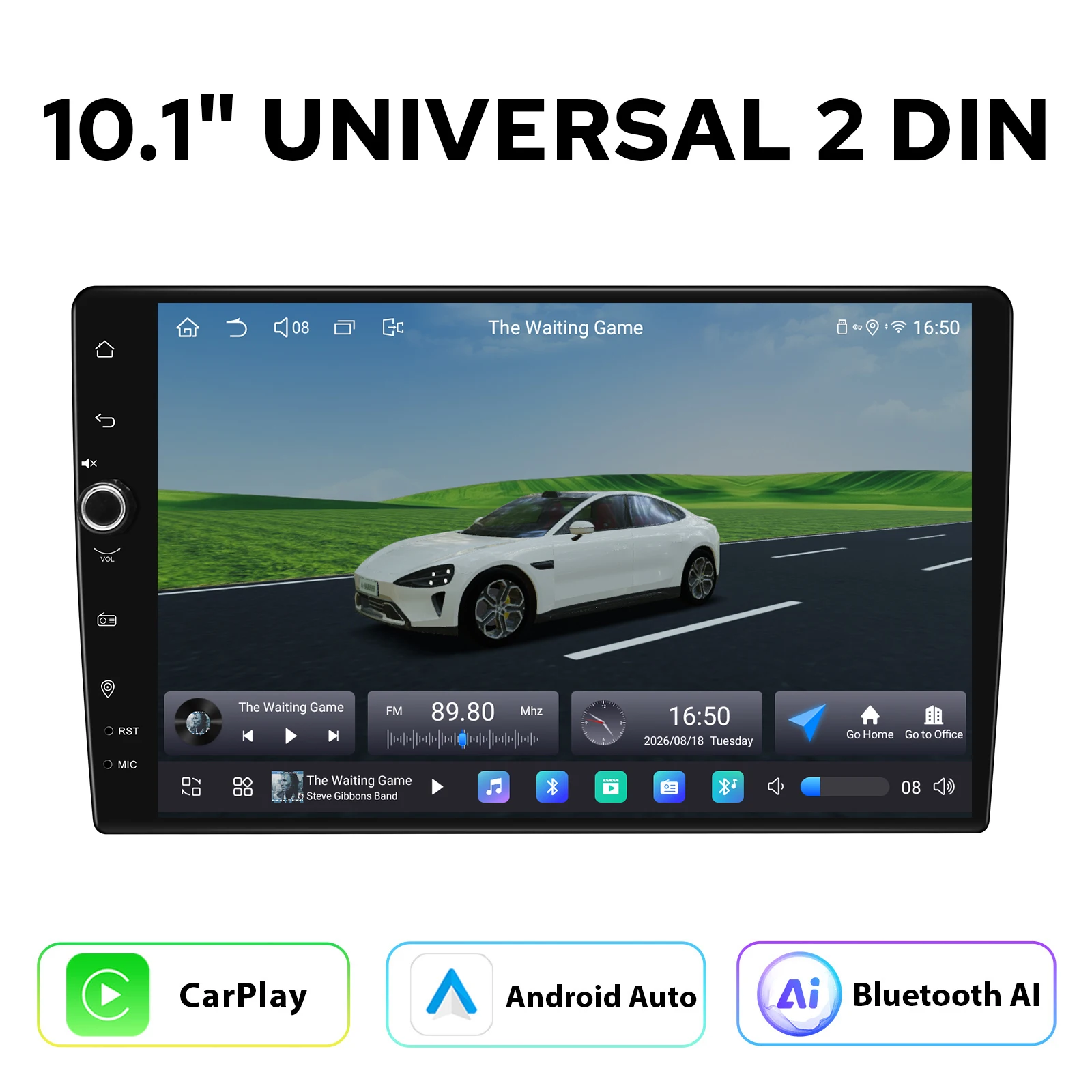 JOYING 10 Inch Double 2 Din Car Stereo with Volume Knob Wireless CarPlay Android Auto GPS Navigation Multimedia Head Unit