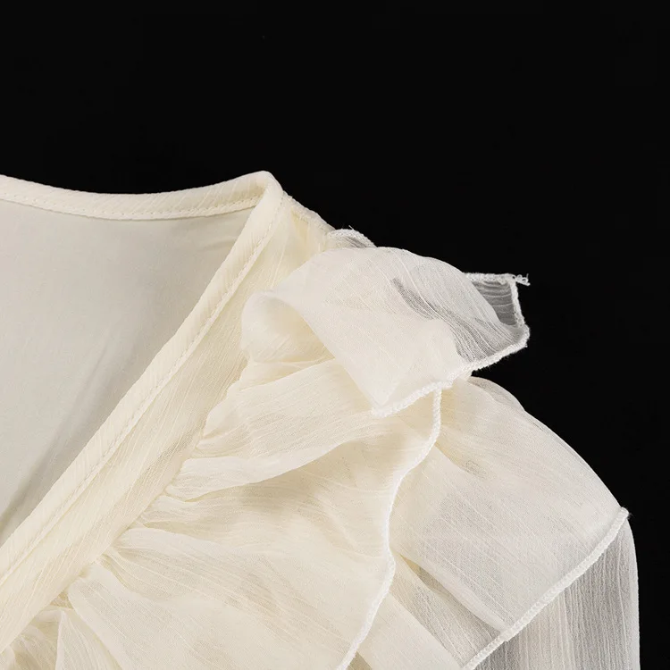 Em camadas babados mini vestidos moda o pescoço mangas completas cintura alta vestido curto vestidos chique senhora elegante vestido de festa à noite