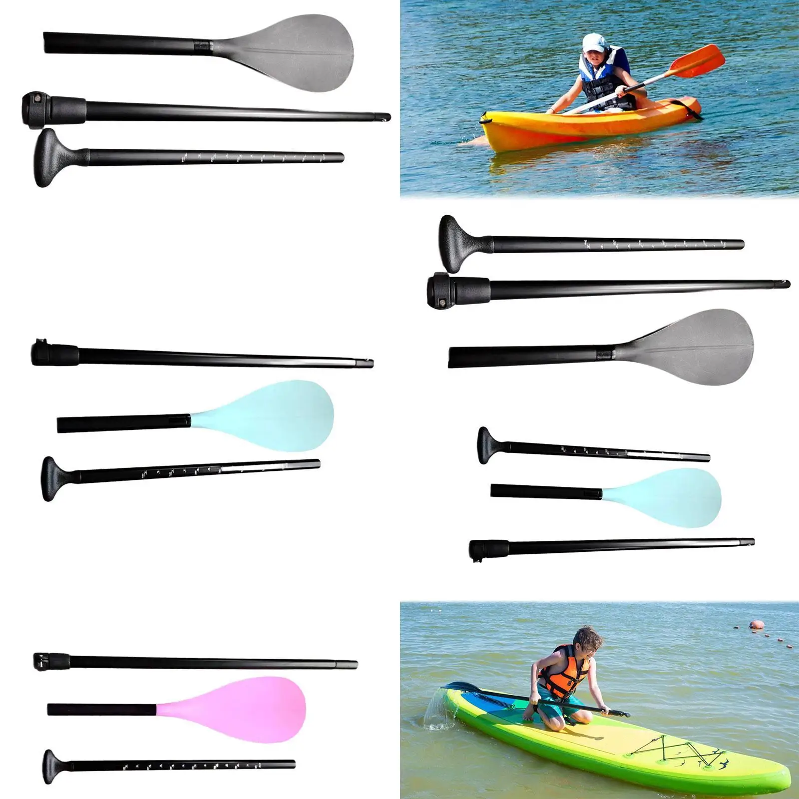 Kayak Paddles Kayaking Oar Accessories Detachable for Kids Canoe Paddle for Rafting Surfboard Inflatable Boat Kayaking