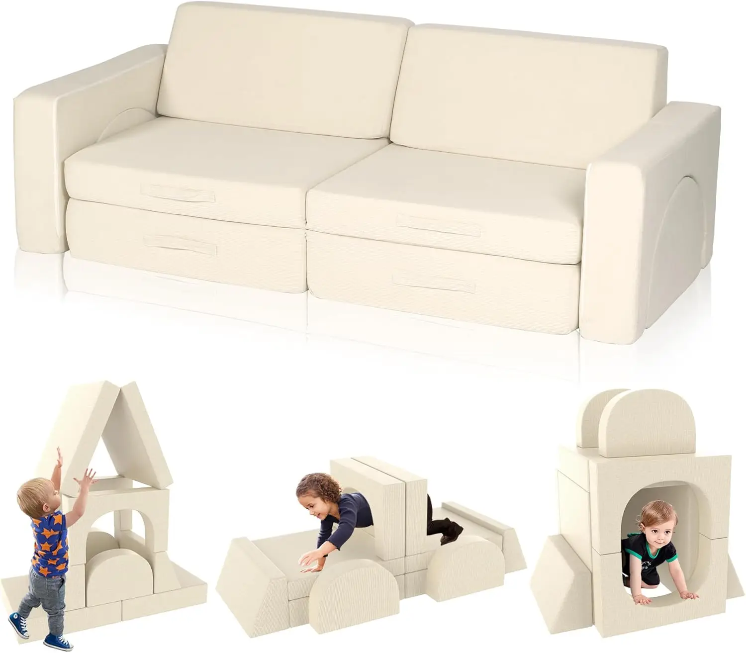 

Kid Play Couch, 10PCS Kids Couch Sectional Sofa Soft & Stylish Toddler for Playroom Bedroom, Kids Adults, Floor Foam Sofa for Bo