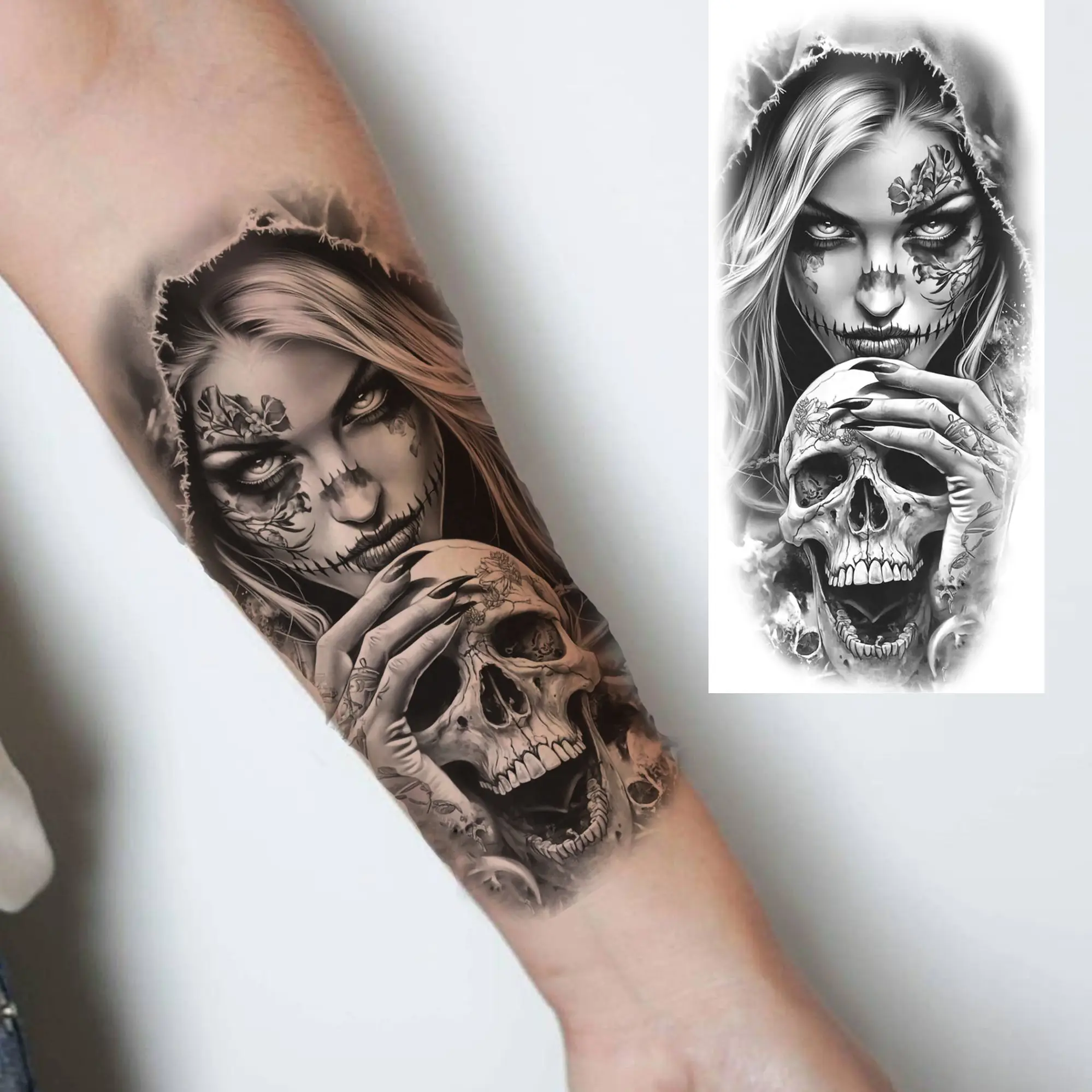 Tatuajes De Halloween Cara 8 Hojas | Diseños De Vampiro, Zombi Y Diablo Temporales