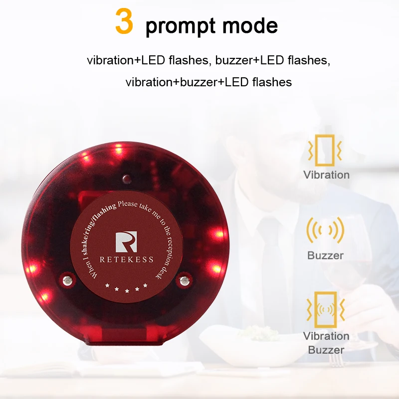 Imagem -02 - Retekess-wireless Coaster Pager para Restaurante Receptores Buzzer Sistema de Chamadas para Coffee Shop Bar Food Truck Hotel T119 20 Pcs