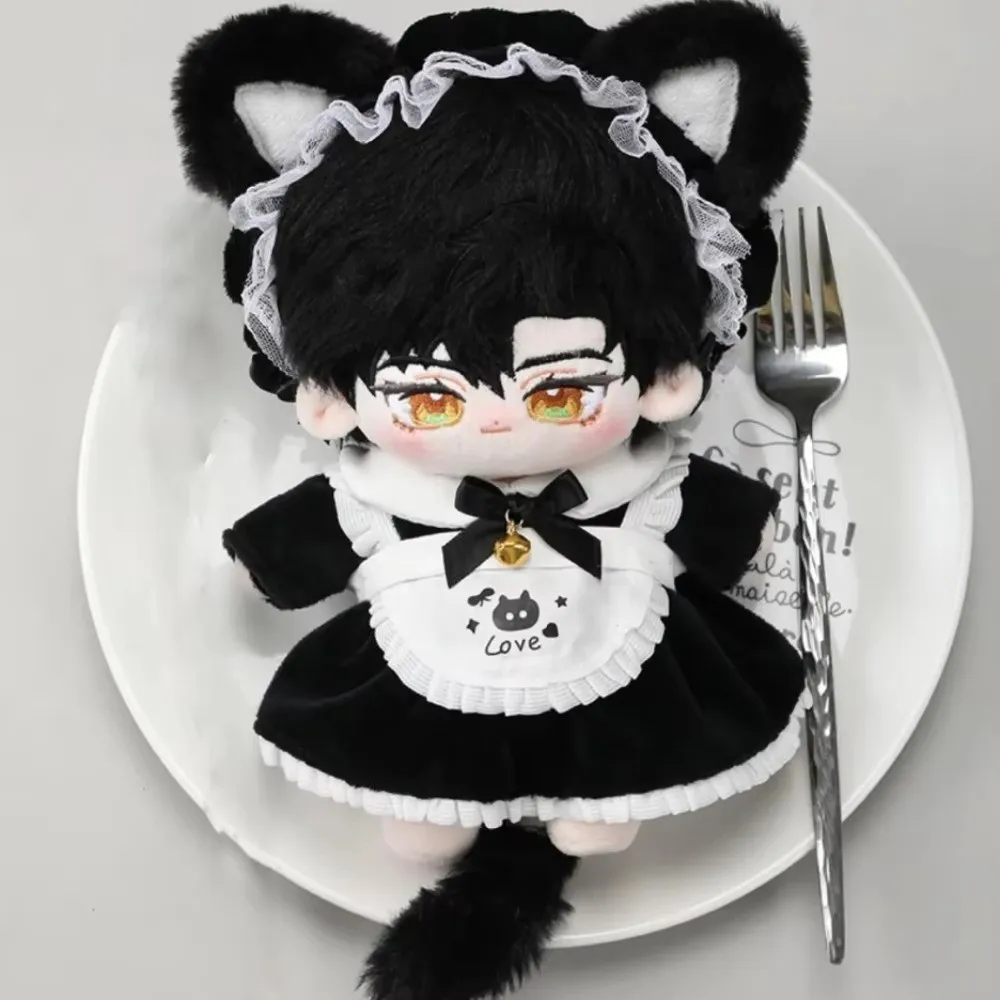 Cat Little Maid Doll Clothes Bow Skirt Outfit Normal Body Mini Maid Dress Replacement Cute Plush Doll Clothes For 10/20cm Doll