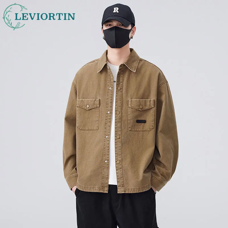 

Весенне-осенняя рубашка с длинными рукавами в американском стиле, в стиле ретро, легкая и зрелая повседневная рабочая рубашка в стиле ретро