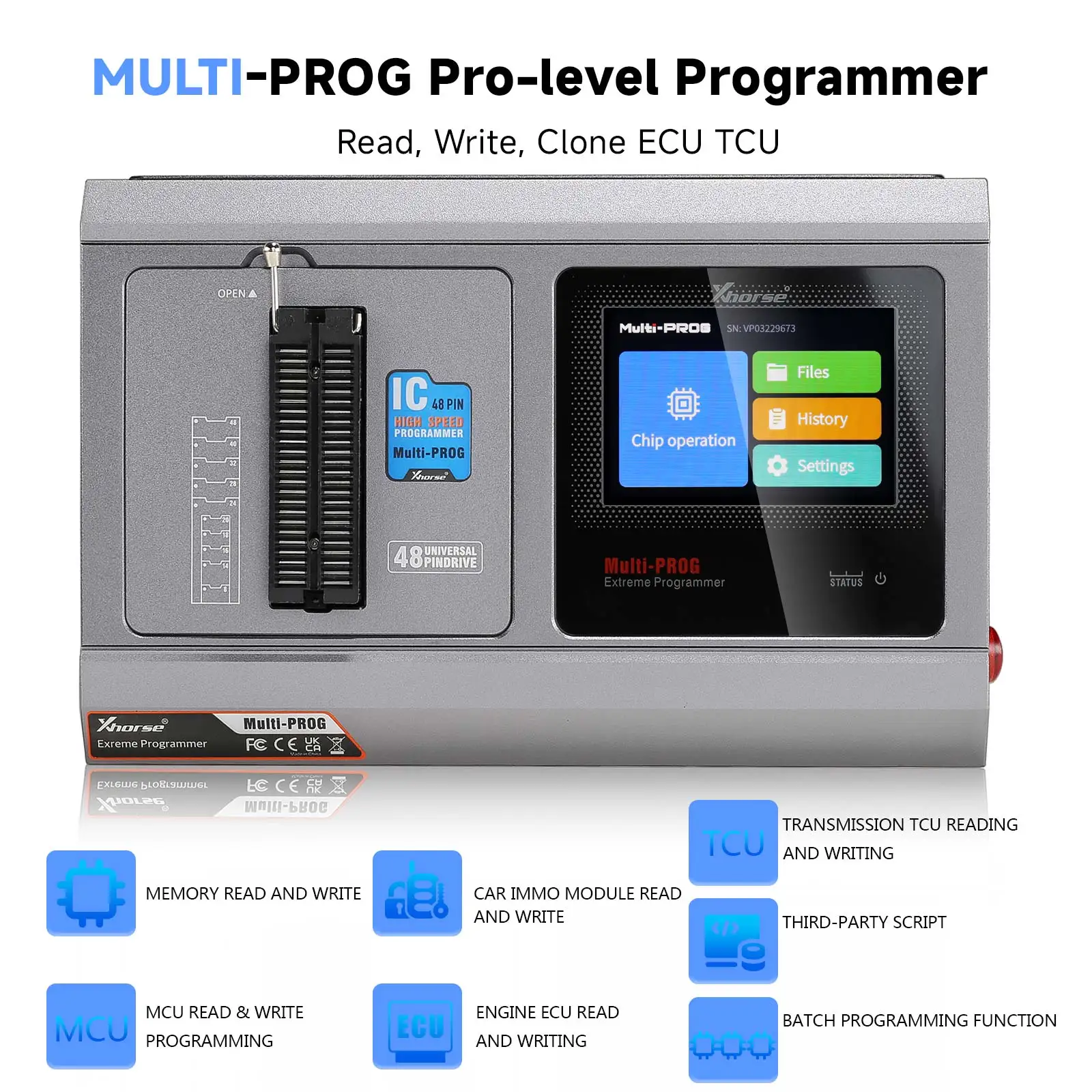 Xhorse MultiProg Multi Prog Programmer ECU Gearbox Read Write MCU and EEPROM Update Version of VVDI Prog with Free MQB48 License