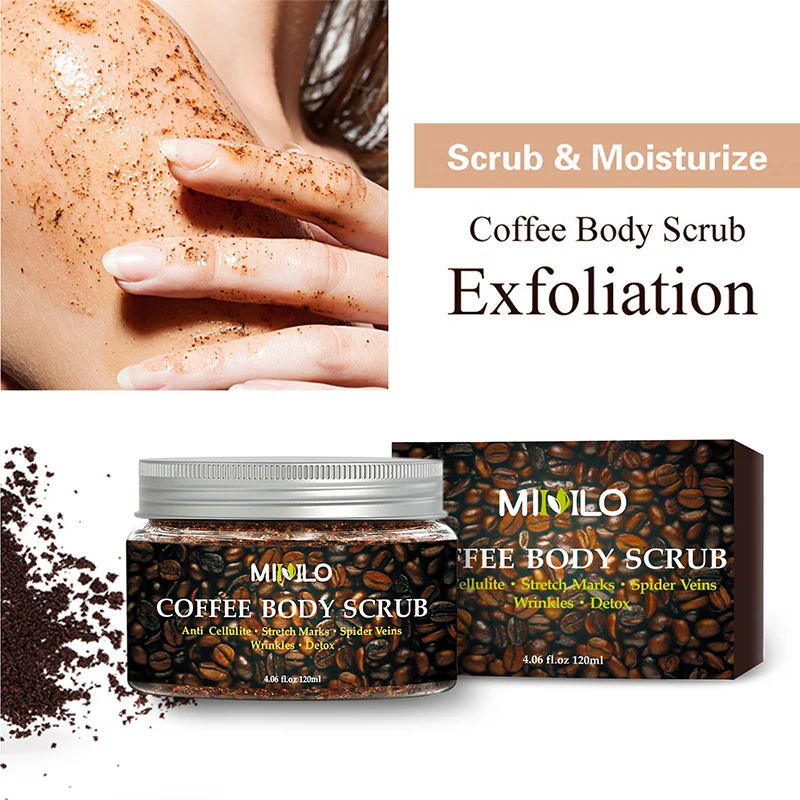 Crema exfoliante corporal para café, sal del Mar muerto Facial para exfoliante, blanqueamiento, hidratante, anticelulítico, acné