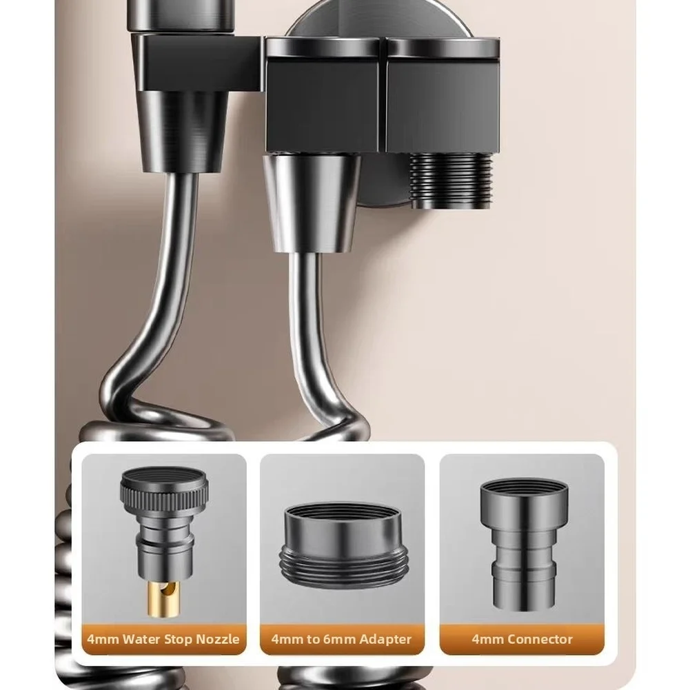 High Pressure Dual Outlet Spray Nozzle with Angle Valve Compact Design Featuring Anti Backflow Valve for Bathroom Use