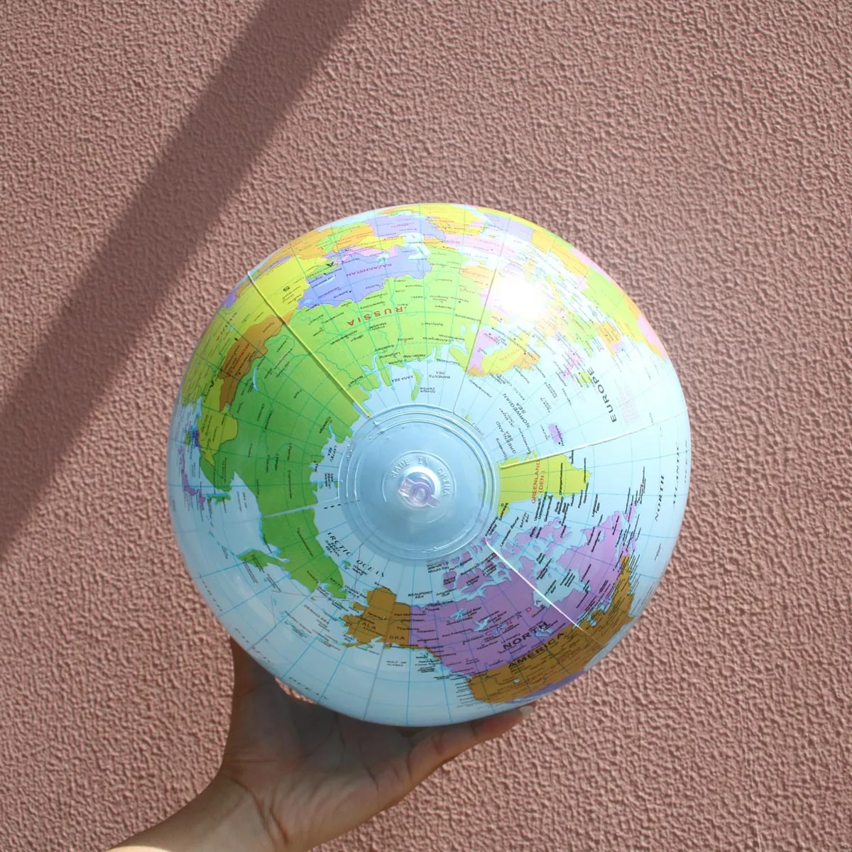 16 Inch English Inflatable Globe Kids Learning Geography Toy Environmental Protection Pvc Globe with Bracket Hole