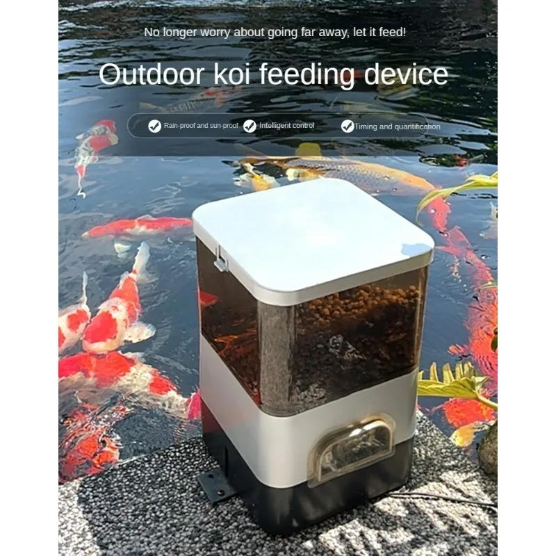 Outdoor Waterproof Solar Automatic Fish Feeder Large Capacity Timed Feeding Battery Powered Koi Pond Feeder for Garden Fish Pond