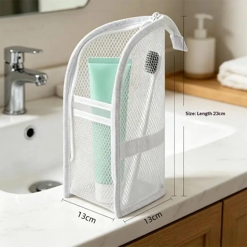 #1PC Breathable Mesh Travel Toiletry Bag With Stand Up Design Storage Pockets For Vacation Business Trip