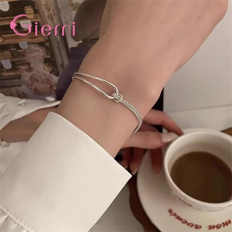 

Fashion Unique Design Chain Link Bracelets Set For Women 925 Sterling Silver Chain Twist Bracelet Punk Jewelry