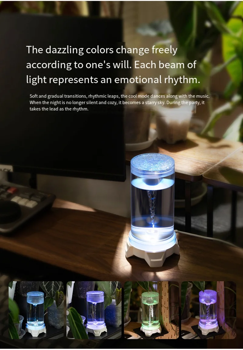 LED Tornado Night Light Desktop Lamp USB Multi-Color Changing Ambient Light Luxury Bedside Lamp Holiday Gift