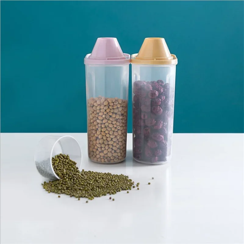 2.5L Plastic Sealed Gar Portable Multifunctional Grain Dispenser Rice Container Dry Fruit Snack Storage Box Kitchen Organizers