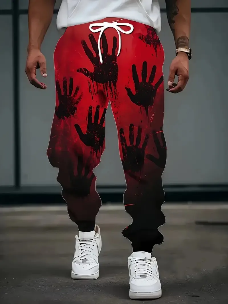 

New men's trousers for Spring and Autumn 2025 Casual roller skating skin-friendly and soft palm-printed men's trousers