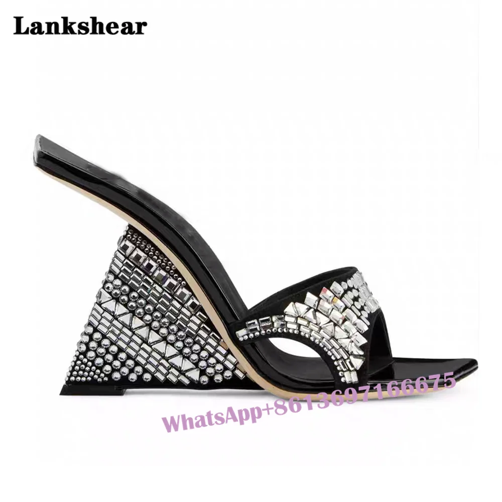 Diamond Wedge Sandals Summer Women's High Heels Sandals Sexy Shaped Heels Fashion Party Dress High Heel Sandals Female Slippers