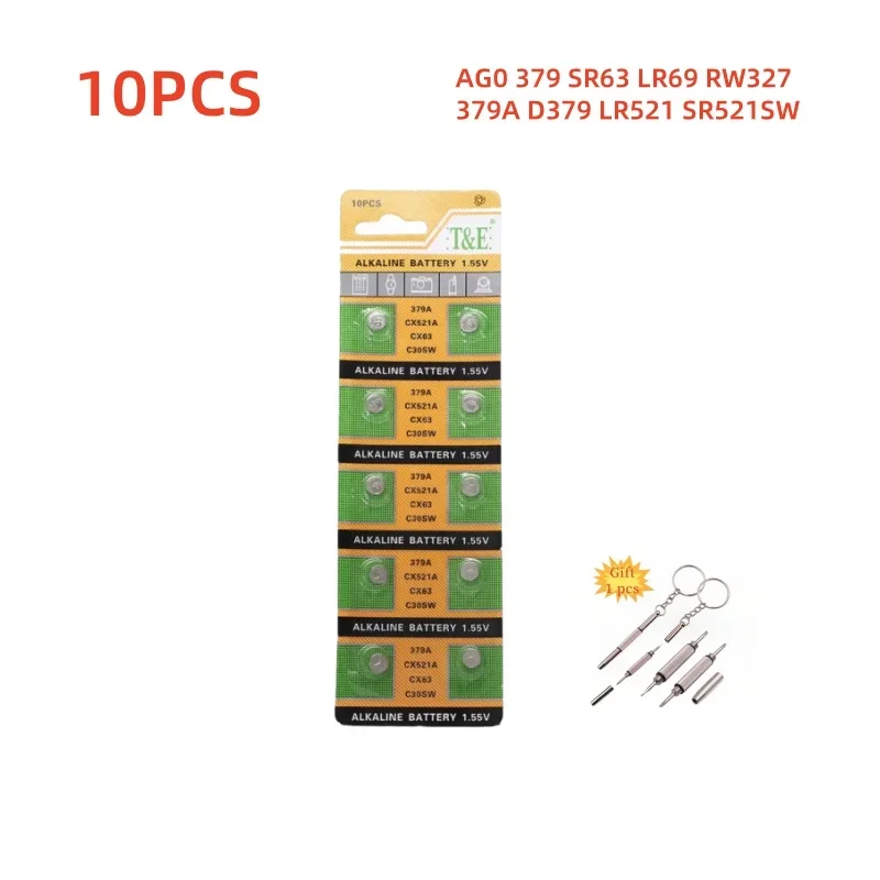 Replacement Button Cell Battery AG0 379 SR63 LR69 LR521 1.5V 10-100PCS For Watch Toy Remote Control SR521SW D379 RW327 Coin Cell