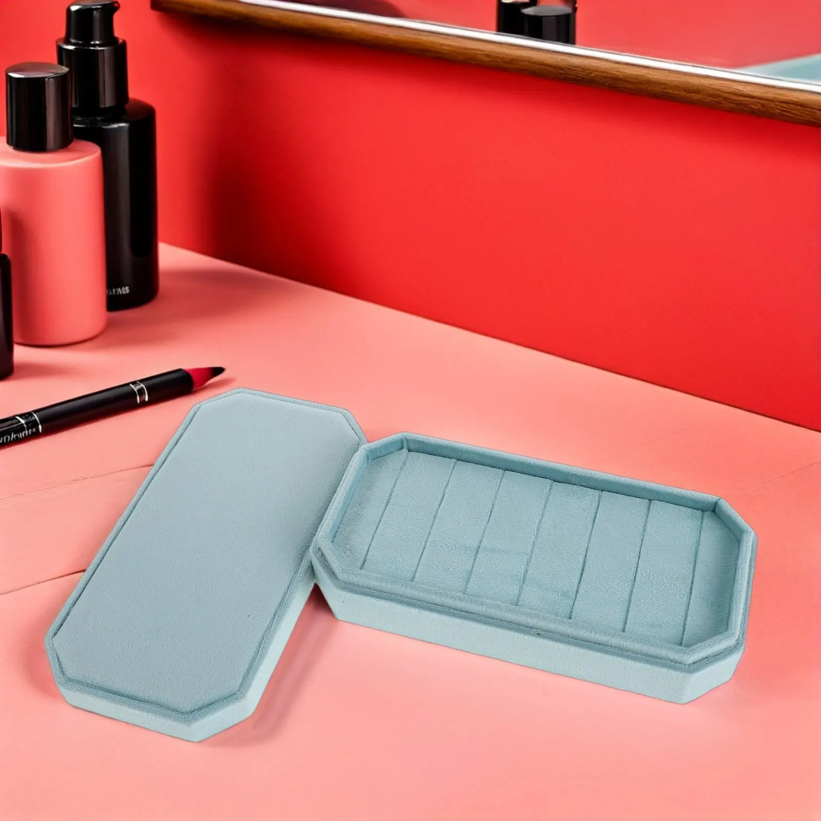 

Шкатулка для хранения ювелирных изделий, восьмиугольный дизайн, устойчивый к царапинам дорожный органайзер для женщин и девочек, маленький футляр для серег и ожерелья