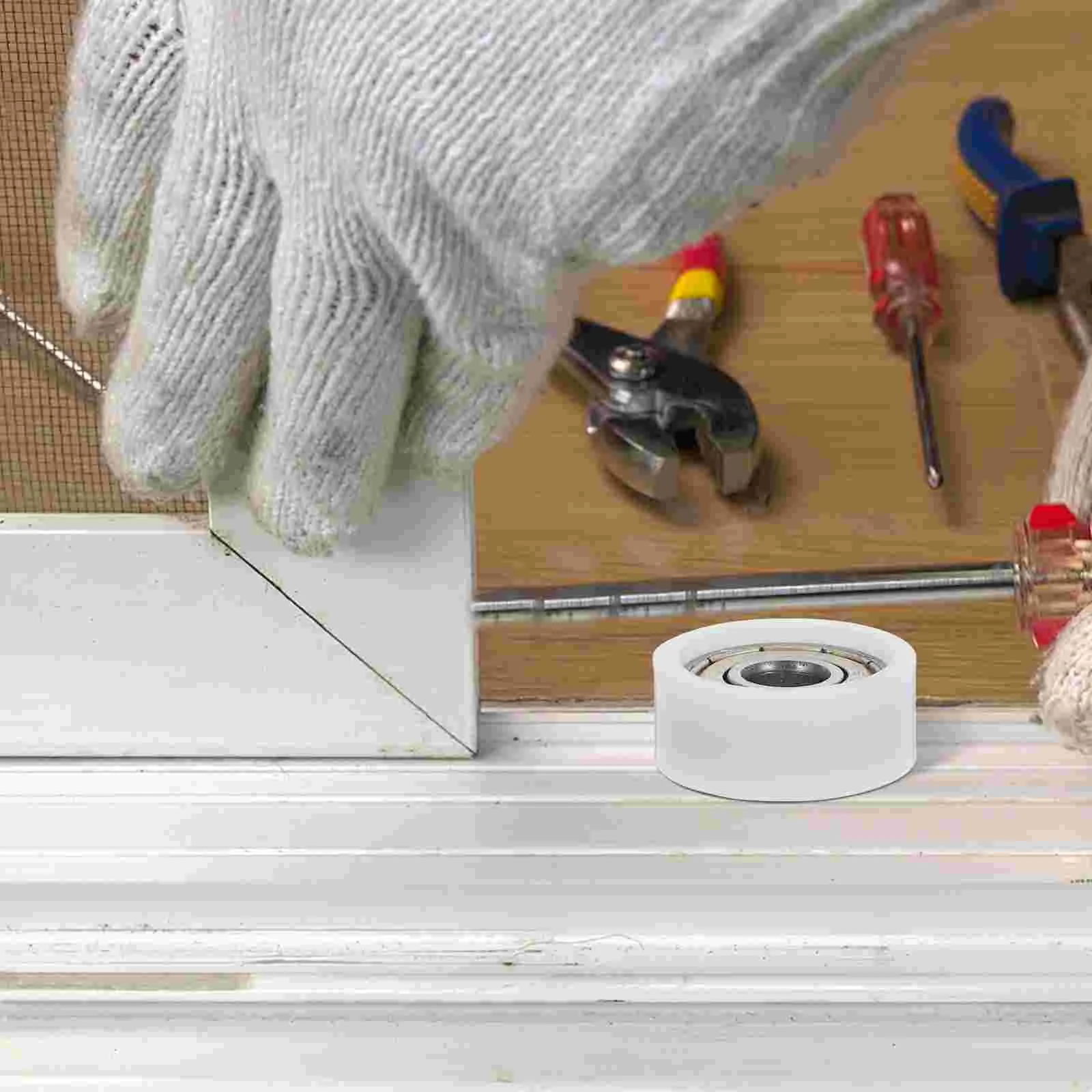 8 PCS 608 Bearing Pulley Wheel 8x26x11 Nylon Stainless Steel Threaded Rod Noise Reduction Drawer Sliding Doors