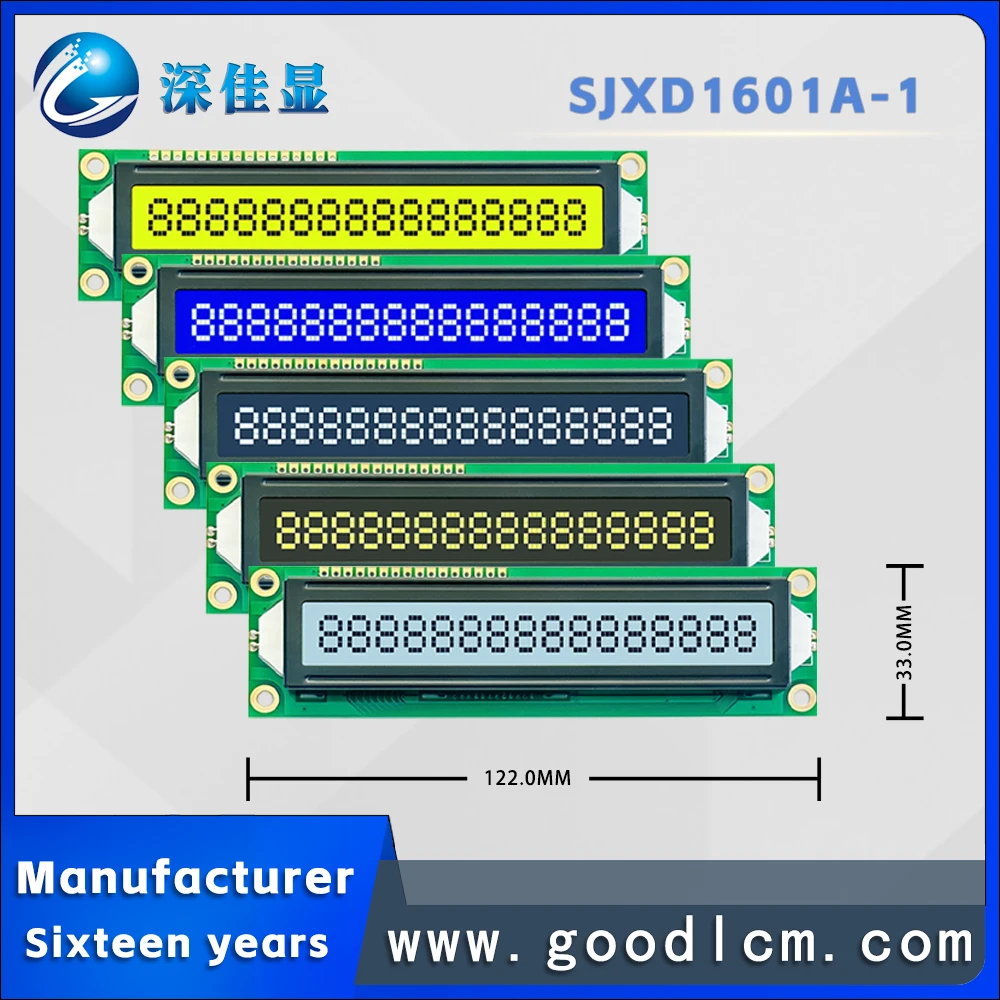 Layar Lcd 16X1 16pin 1601 Layar LCD Karakter Besar STN Kuning Biru STN Abu-abu FSTN Latar Belakang Putih Kata Hitam Multipel