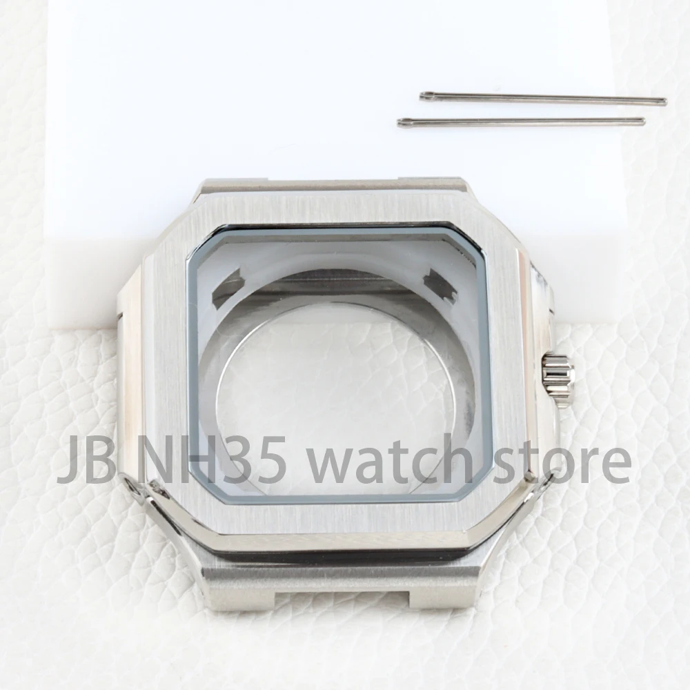 مربع 42 مللي متر ساعة فضية حافظة الفولاذ المقاوم للصدأ صالح تعديل NH35 NH36 حركة 29.5 مللي متر الطلب CUBITUS حافظة ساعة اكسسوارات