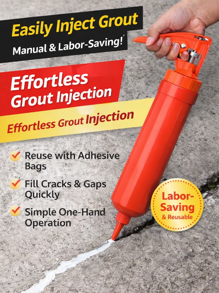 Multipurpose Manual Grout Gun, Labor-Saving Caulking Gun for Sealant, Grout, Epoxy Grout and Gap Filling