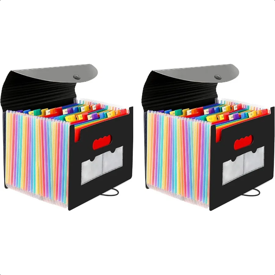 

2 Pack 24 Pockets Accordion File Organizer A4 Multicolored Expanding File Folder Large Capacity File Organizer Expandable Folde