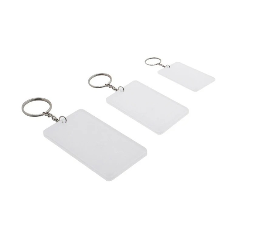 10pcs Keychain Sublimation DIY White Single Sided Blank Acrylic Rectangle Shaped Pendant 3Style