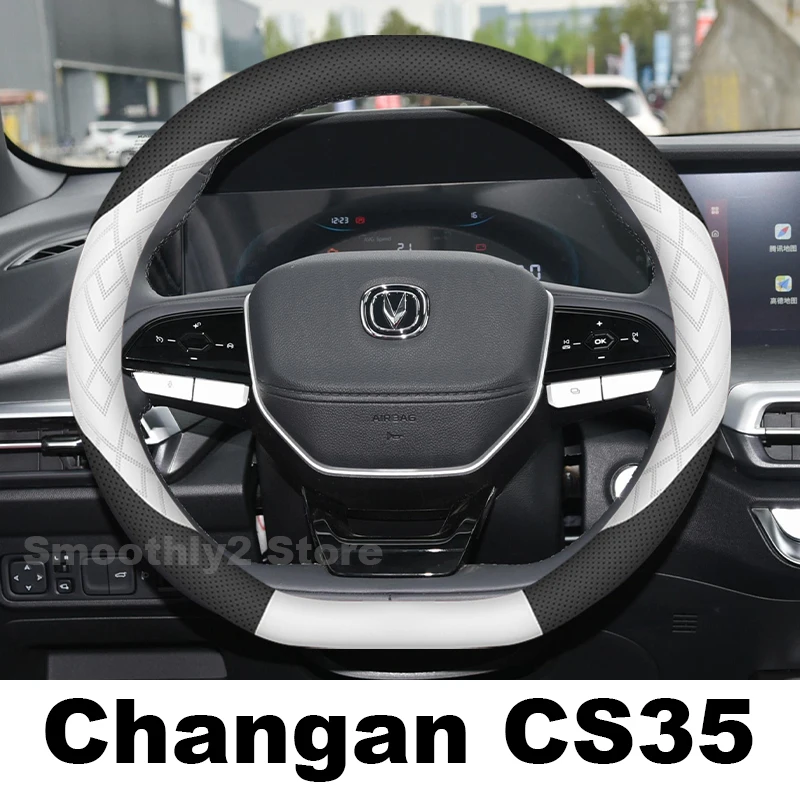 

Leather Car Steering Wheel Cover For Changan CS35 PLUS 2024 2018-2023 Non-slip Auto interior Changan CS35 PLUS Accessories 2024
