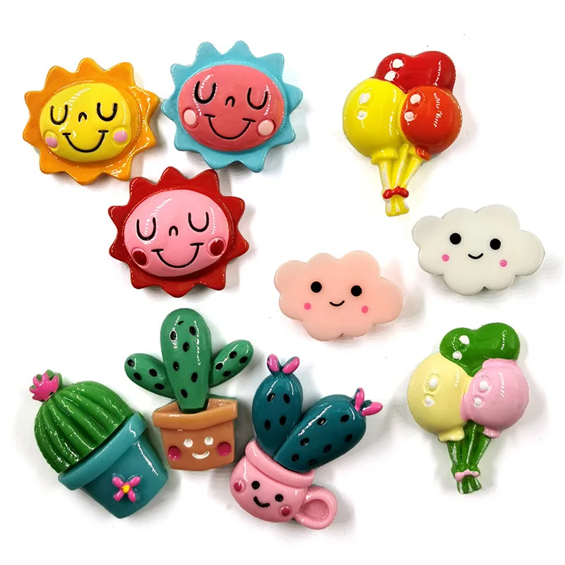 10pcs Sun Cloud Balloon Plant Cactus Fridge Magnets Whiteboard Refrigerator Message Post Home Kitchen Decoration Accessories