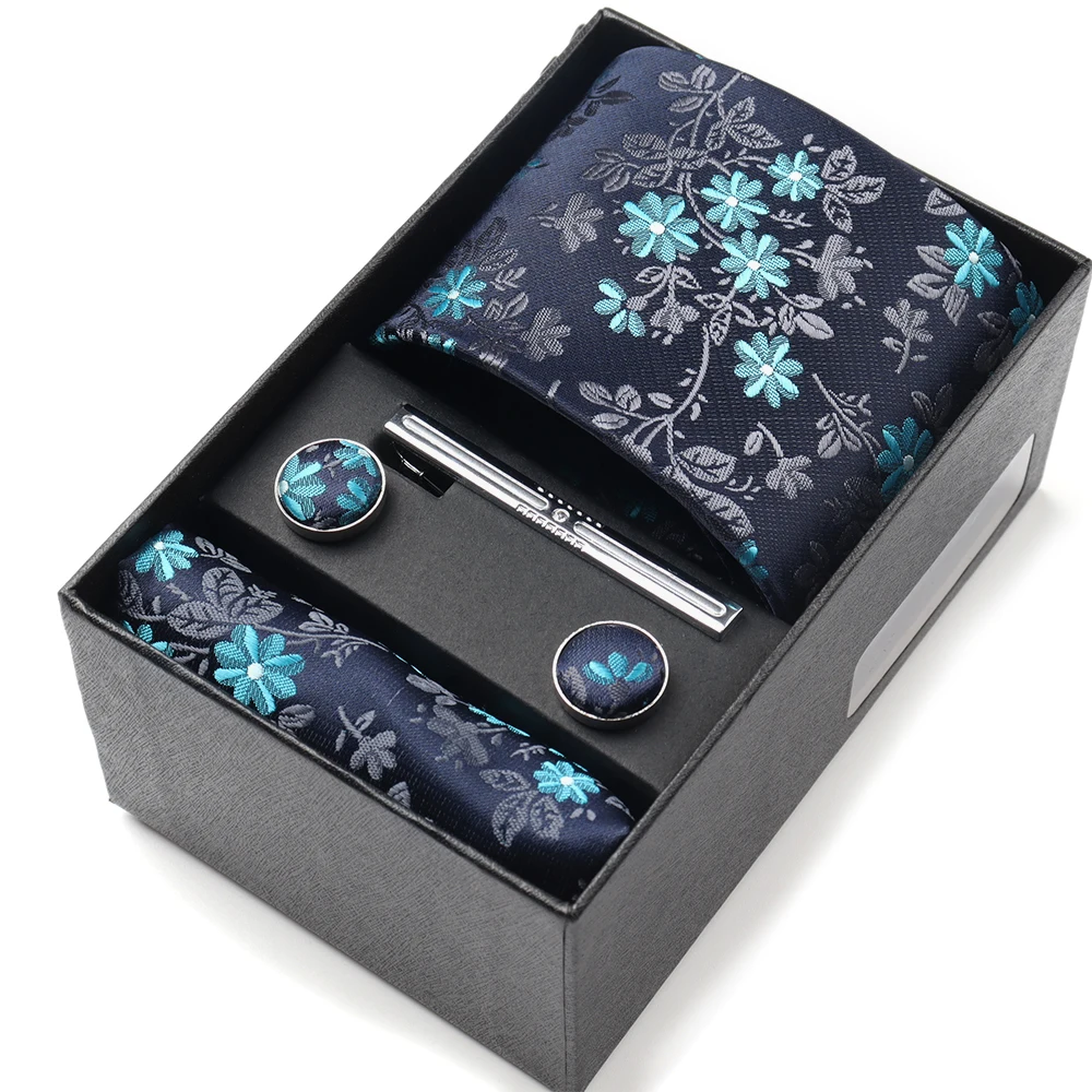 Pocket Square Cufflinks Set Tie Set Box for Men, Gift Box