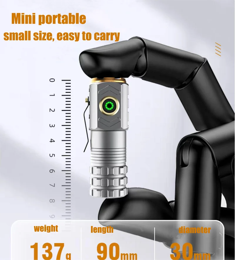 Portable Mini Ultra Bright Flashlight 18500 Rechargeable Torch with Magnet Powerful Waterproof Emergency Camping LED Flashlights