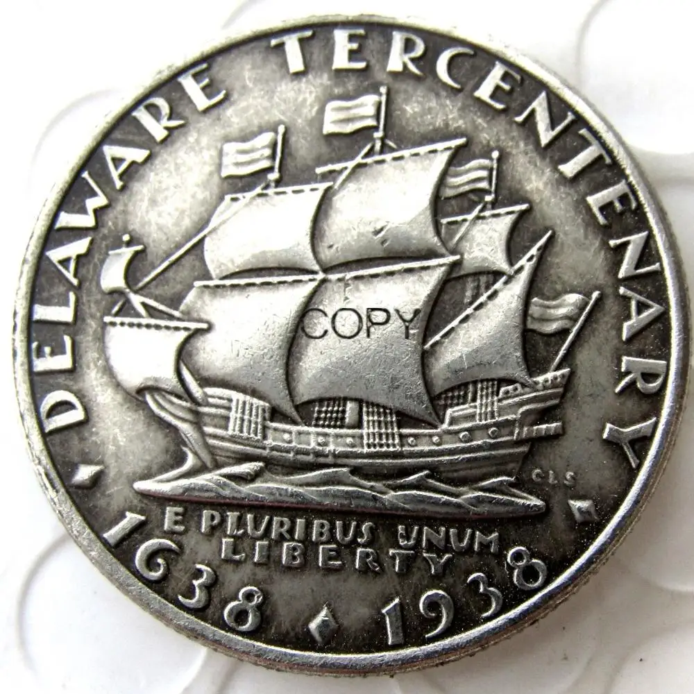 USA 1936 Delaware Commemorative Half Dollar Silver Plated Copy Coin