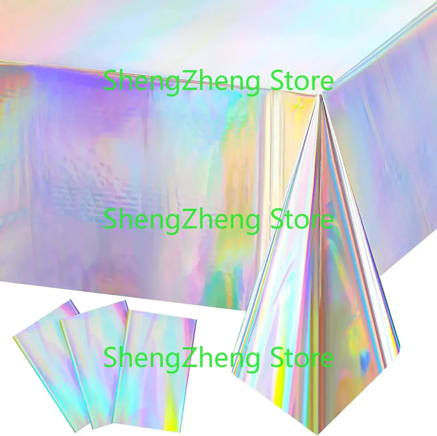 3Pcs Plastic Tablecloths Laser Table Covers Holographic Foil for Girl Party Wedding Disco Dance Birthday Holiday Mermaid Party