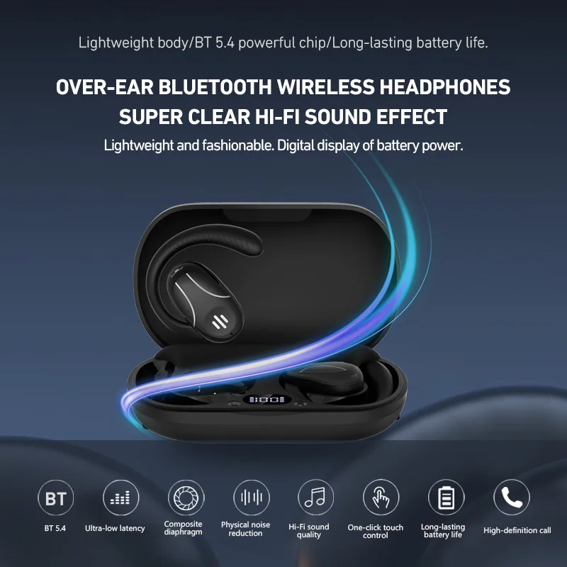 

Bluetooth Earphone Hanging Ear Style Power Display Bluetooth 5.4 Long Battery Life Wear Without Pressure Headphone Phone Call