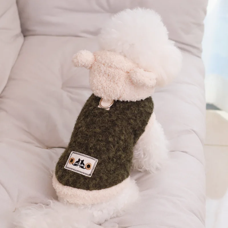 Pet Plush Bear Hat Coat Autumn/Winter Hoodie Sweatshirt Teddy Bear Yorkshire Small Dog Winter Coat Thick Coat Puppy Clothes view 2