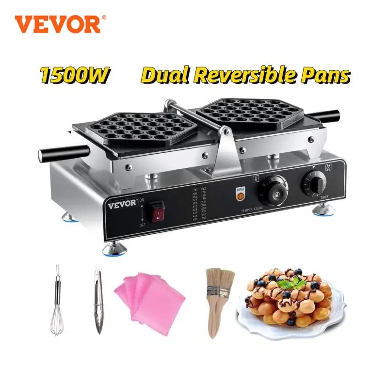 VEVOR Máy Làm Bánh Waffle 1100W Thương Mại HongKong Bong Bóng Trứng Phồng Bánh Baker Máy Đảo Chiều Đôi Nướng Chảo Nấu Ăn Đồ Gia Dụng