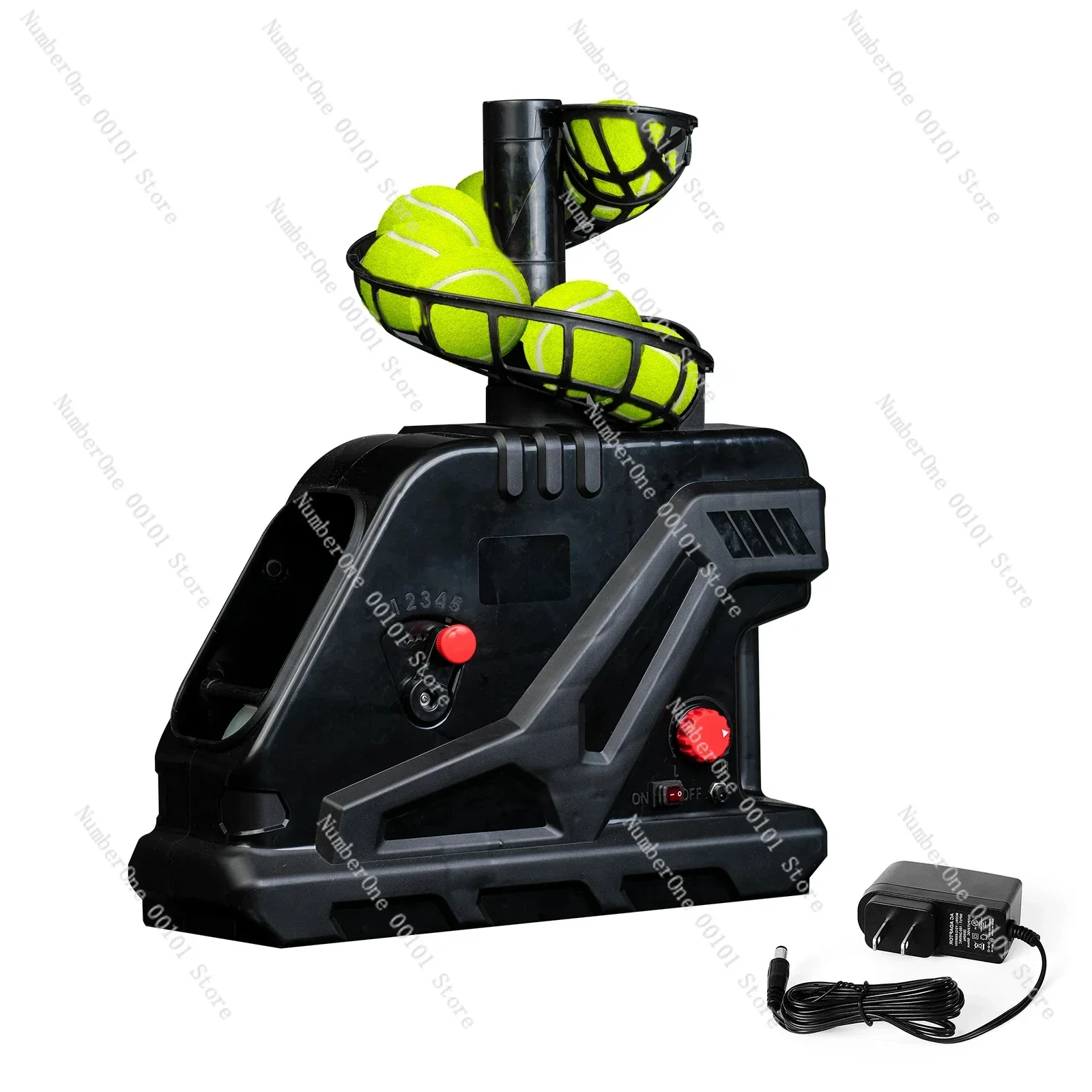 3809BH Tennis Ball Machine, Max 30 MPH, Adjustable Launching Angle and Interval, Stepless Speed Switch