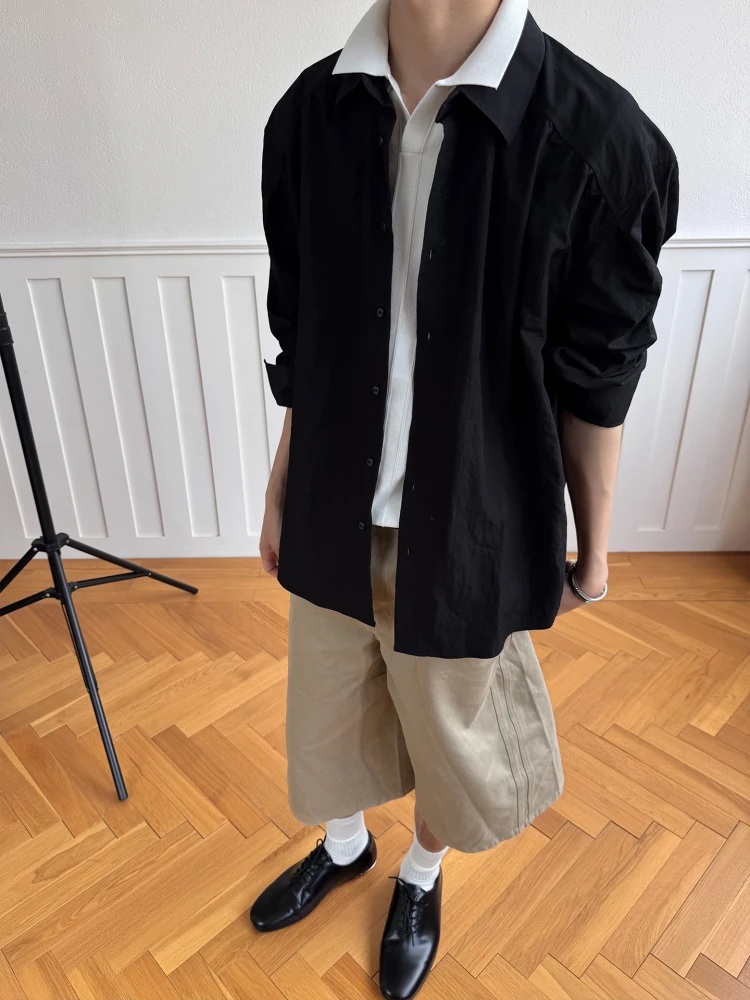 

TERRAINCOGNITA Double Color Deconstructed Patchwork Loose Wide Leg Workwear Seven-Foot Casual Pants Youth Faion Summer