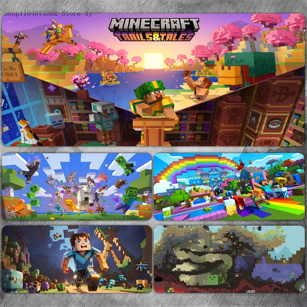 P-Pixel Game B-Blocks M-Minecraft Mousepad Large Keyboard Desk Mat Gaming Mouse Pad LockEdge Non-slip Mat