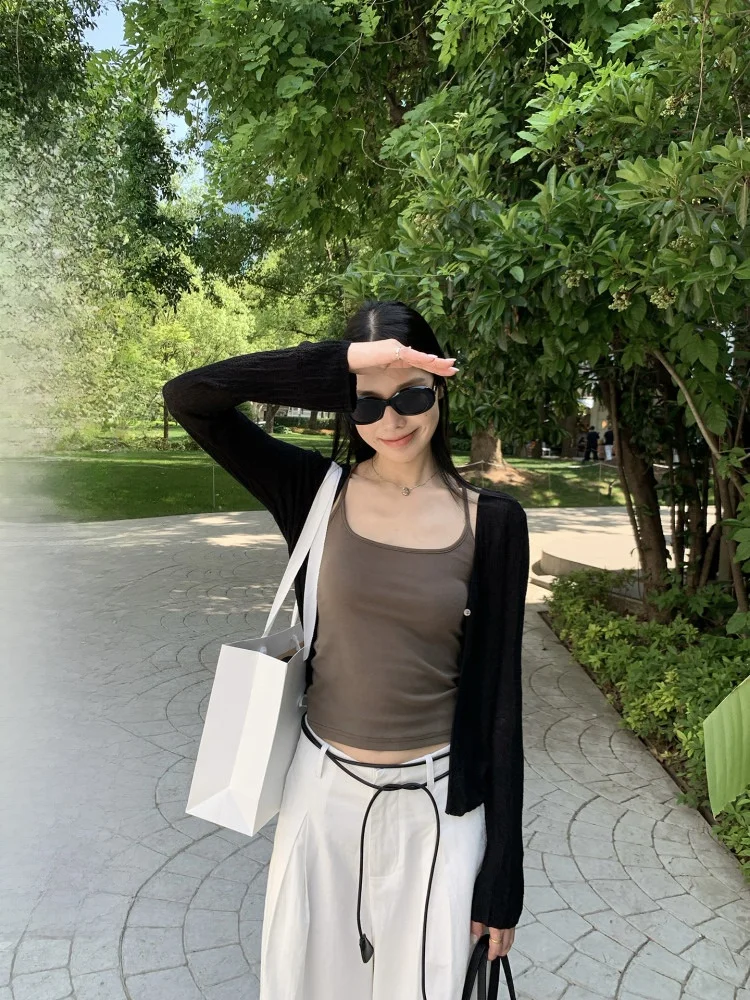 

Lightweight Silk Women's Cardigan One Button UV Protection Outerwear ort Sve V-Ne Commute Sle Thin Fabric Coat