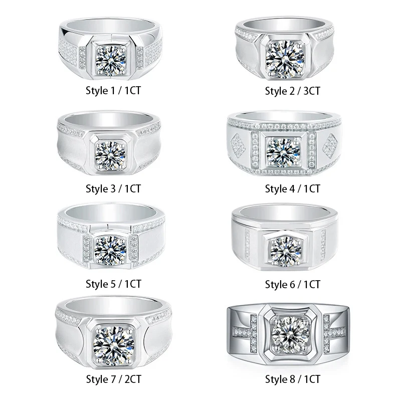 ICEBLING الفاخرة مثلج خارج الماس الرجال مويسانيتي خاتم 925 فضة 1-3 قيراط VVS خاتم غرامة مجوهرات مع شهادة GRA