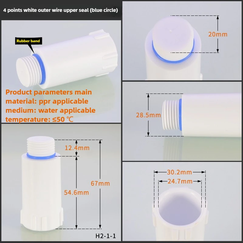 1/2" Extended Plug, Hand-Tightened Pipe Cap, Male Thread 20, With Rubber Ring, Thread Seal Tape-Free Sealing, Water Pipe Fitting