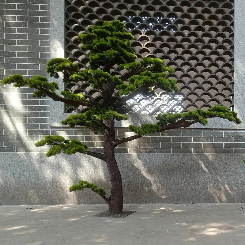 

Artificial Greeting Pine FRP Pine Shape Fake Trees Courtyard Large Decorative Tree