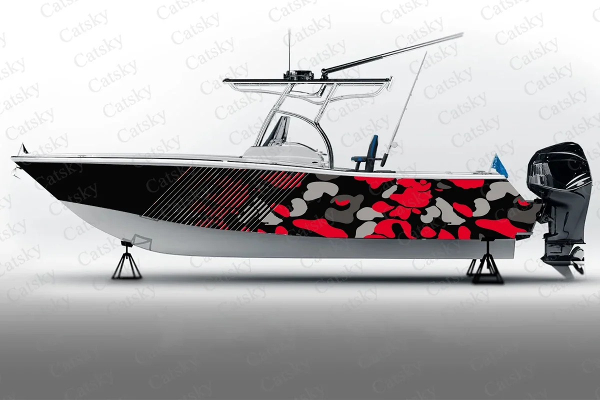 camouflage abstract Boat Sticker, PVC Waterproof Durable Vinyl Wrap Decals for Fishing Boats, Durable and Stylish Design