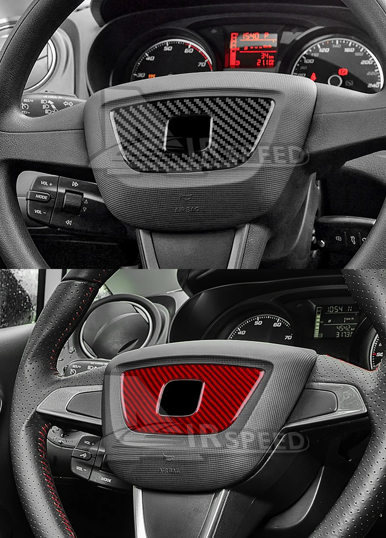 Echter weicher Kohlefaser-Aufkleber für Seat Ibiza 6j 2009 2010 2011 2012 2013 2014, LHD RHD, Auto-Lenkrad-Mittelrahmenverkleidung – Detail 10