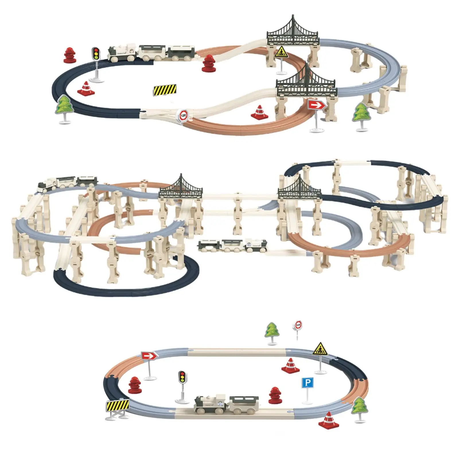 Train Tracks Set Puzzle Track Building Toys Montessori Toys Preschool Learning Toy for Party Supplies Family Game Boys Girls