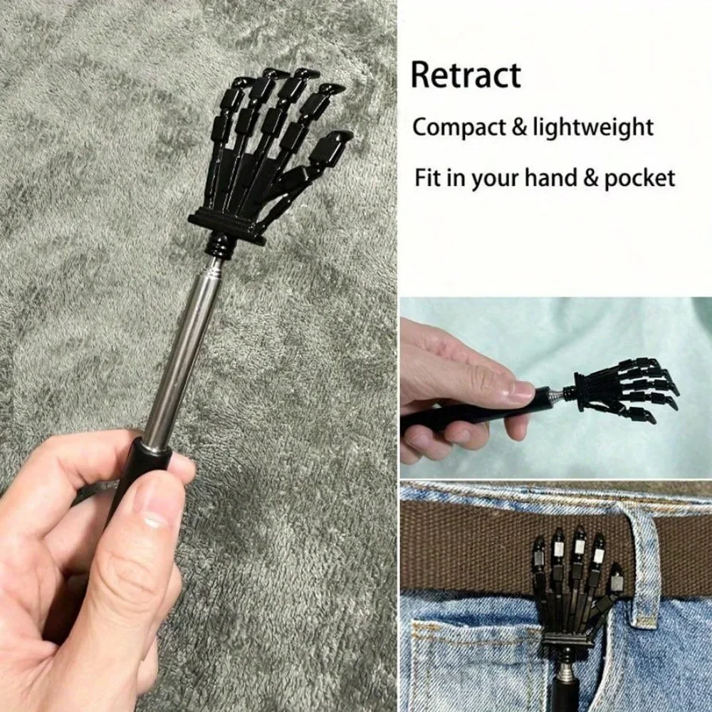 Extra-Long Telescopic Back Scratcher Stainless Steel Hand Massager with Non-Slip Rubber Grip Ideal for Hard-to-Reach Areas