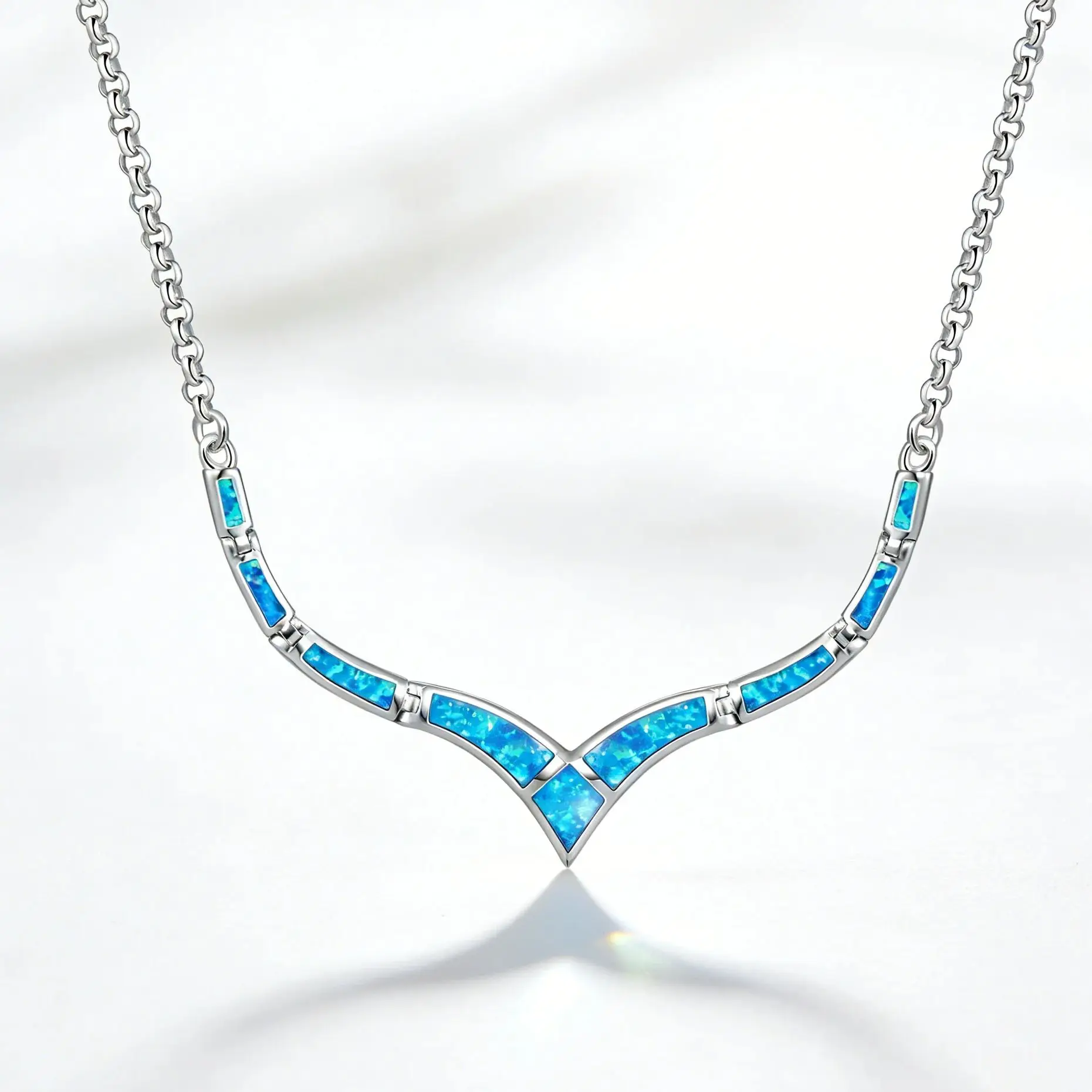 

Женское Ожерелье с голубым огненным опалом