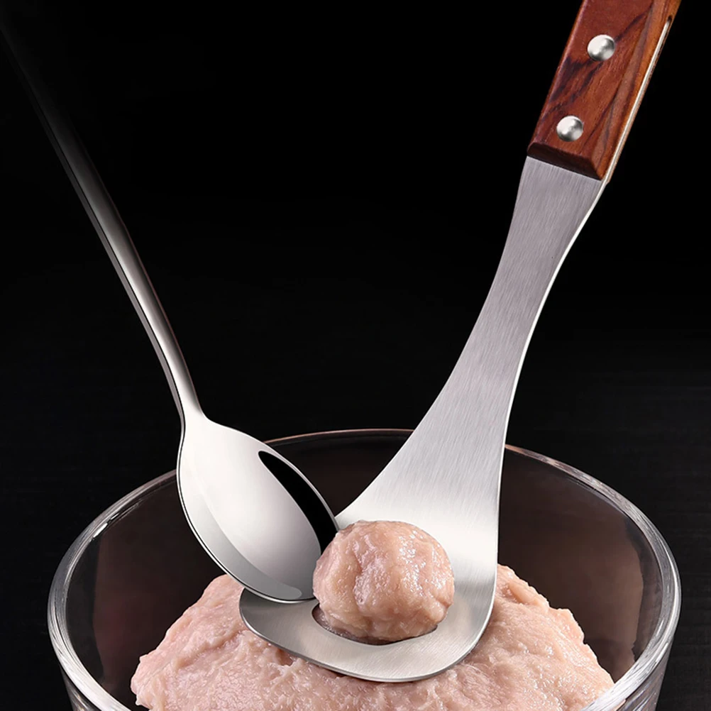 

Stainless Steel Meatball Spoon Mirror Polish Non-Stick Kitchen Gadget Meat Baller Making Tool Leak Hole Molding