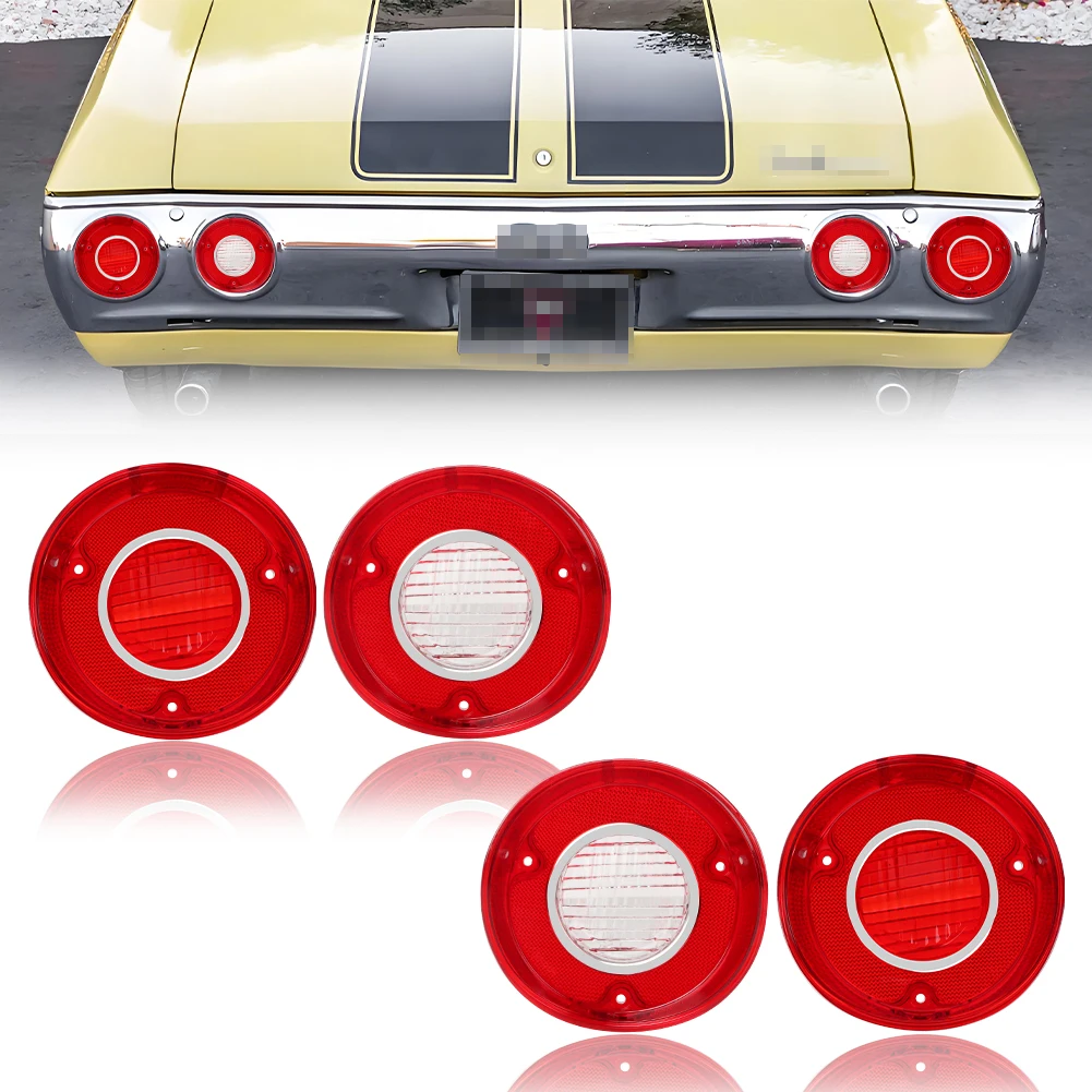 

4Pcs Rear Bumper Tail Light Backup Light Turn Signal Light Housing For 1972 Chevrolet Chevelle Malibu SS No bulb/Socket Include